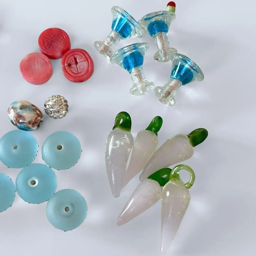 Glass Beads + Charms Jewelry Making Supplies Lot